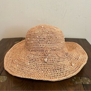Helen Kaminski Raffia from Madagascar Hat Straw Pearl Decoration Ribbon